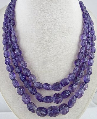 Certified Natural Amethyst Cabochon Beads 564ct Gemstone Necklace