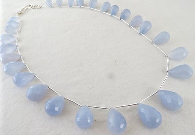 Blue Chalcedony 330 Ct Venetian Necklace 925 Sterling Silver For Wedding