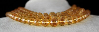 Natural Yellow Citrine 1446 Ct Faceted Round Beads Necklace Gemstone For Women