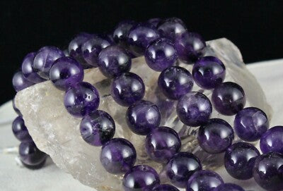 Natural Amethyst Beaded Necklace 2 Line 1705 Carats Big Round Gemstone Strings