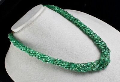 Antique Certified Natural Emerald 7 L 470 Ct Beads Cabochon Gemstone Necklace