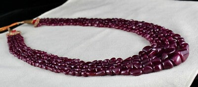 Certified Natural Untreated Ruby Beads Uneven Tumble Necklace 715ct Gemstone