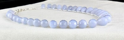 Natural Blue Chalcedony Teardrop Beads Necklace 438ct Gemstone Fine Jewelry