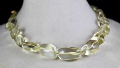 Natural Lemon Quartz 580 Carats Tumble Beads Gemstone Necklace