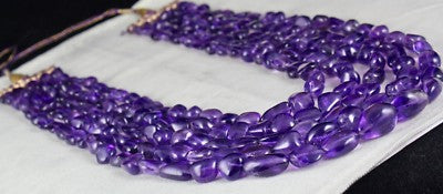 Certified Natural Purple Amethyst 1115 Ct Nugget Beads Gemstone Party Necklace