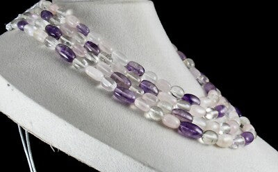 Multi Natural Semi Precious Gemstone Necklace 1080 Cts Fashion Beads Cabochon