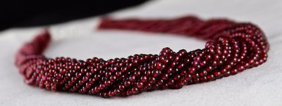 Certified Natural Red Garnet Round Beads Necklace 778ct Fashion Accessories 17"l