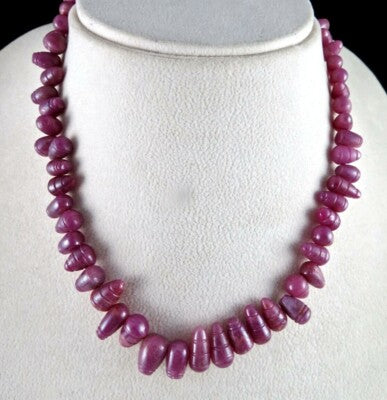 Certified Natural Ruby Necklace 325 Ct Carved Beads Fancy Drops Vintage Gemstone