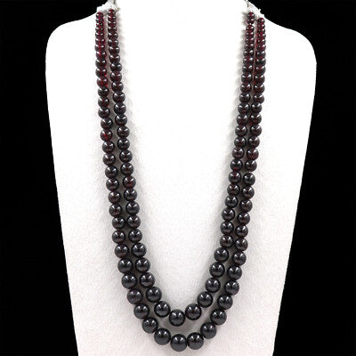 Garnet Red Round Beads Necklace 2 L 936 Ct Big Gemstone Fashion Jewelry