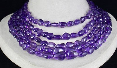 Certified Natural Purple Amethyst 1115 Ct Nugget Beads Gemstone Party Necklace
