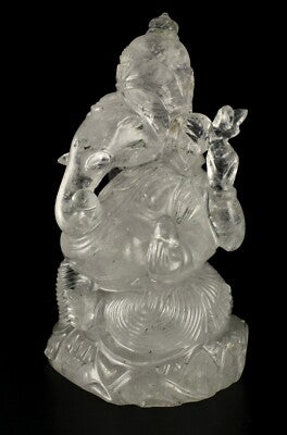 Certified Natural Rock Crystal Quartz 32925 Ct 11" Lord Ganesha Statue Decor