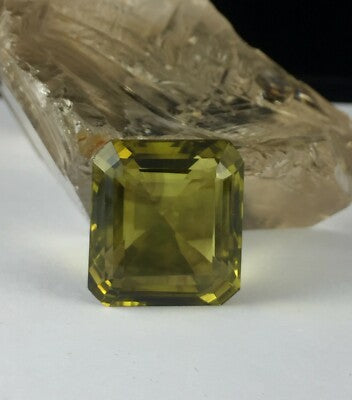 Natural Lemon Quartz Octagon 24x22mm 56ct Semi Precious Gemstone Pendant