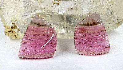 Natural Multi Colour Tourmaline Carved Gemstone 15.93ct For Earring