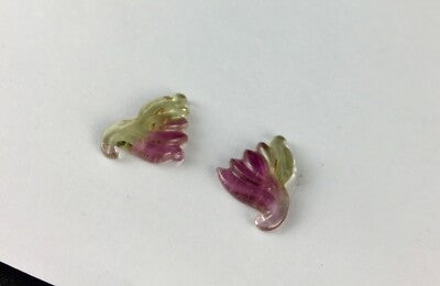Natural Tourmaline Carved Leaves Pair 7.83 Ct Multi Gemstone Earring Designing