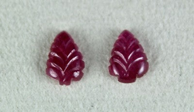 Natural Ruby 4.74 Ct Carved Leaves Loose Gemstone For Earring Design