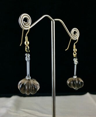 Natural Black Smoky Quartz Melon Beads Gemstone Pair 27 Ct For Design