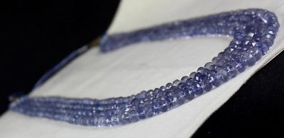 Certified Natural Iolite Beads Faceted Round Necklace 4 L 830 Ct Blue Gemstone