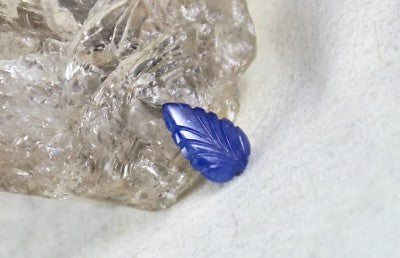 Natural Burma Blue Sapphire Carved Leaf 5.72 Ct Gemstone Ring Pendant No Heat