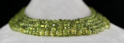 Certified Antique Natural Peridot Carved Beaded Necklace 716 Ct Sterling Silver