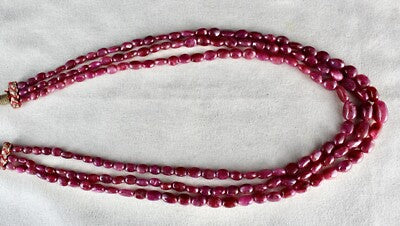 Certified Natural Ruby Beads Necklace 438ct Long Cabochon Fashion Jewelry
