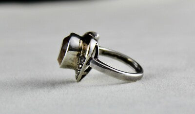 Antique Natural Yellow Citrine 10ct Heart Cut 18k Gold Silver Victorian Ring