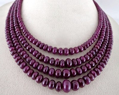 Certified Natural Noheat Ruby 633ct Beads Round Ladies Necklace