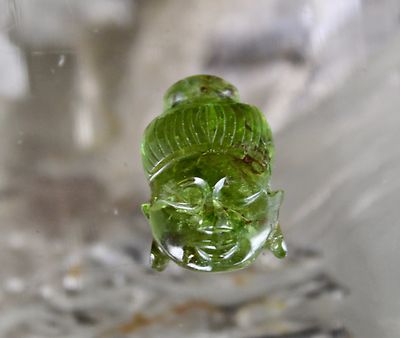 Natural Green Tourmaline Carved Buddha Head 14.14 Ct Loose Gemstone Ring Pendant