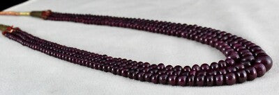 Certified Natural Unheated Ruby 451ct Beads 3 Line Precious Necklace For Women