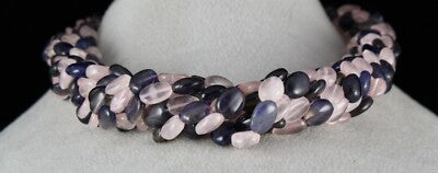 Natural Rose Quartz Iolite Beads 8 Line 792 Ct Fashion Necklace For Women