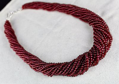Certified Natural Red Garnet Round Beads Necklace 778ct Fashion Accessories 17"l