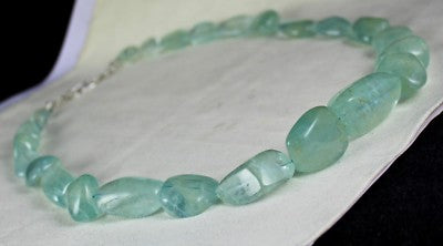 Certified Natural Blue Aquamarine Nugget Beads 1236 Ct Loose Gemstone Necklace