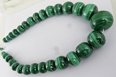 Certified 35mm Round Malachite Beads 3865 Ct Semi Precious Gemstone For Women