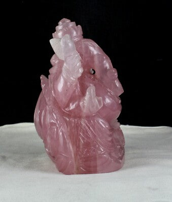 Certified Natural Rose Quartz 8960 Ct Lord Ganesha Pink Gemstone Home Decor