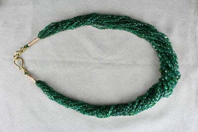Certified Natural Emerald Bead Cabochon 486 Ct Gemstone Necklace For Women