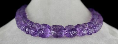 Certified Natural Amethyst Carved Beads Necklace 797 Ct Gemstone Important