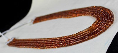 Natural Hessonite Garnet 566ct Beads 5 Line Round Semi Precious Necklace