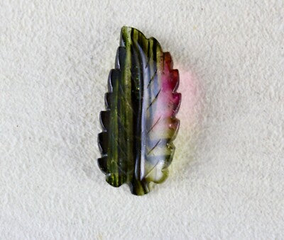 32x15mm Natural Multi Tourmaline Carved Leaf Ring Pendant 16.30 Ct Gemstone