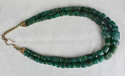 Certified Vintage Natural 785 Ct Emerald Beads Green Gemstone Necklace