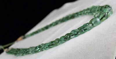 Certified Vintage Natural Emerald Beads Cabochon 376ct Gemstone Necklace