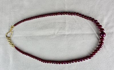Certified Natural Ruby Necklace Round Beads 216 Ct Sterling Silver Clasp