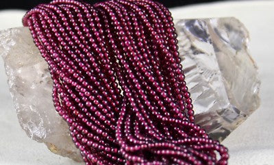 Natural Garnet Round Beaded 25 L 960 Ct Pink Gemstone Sterling Silver Necklace