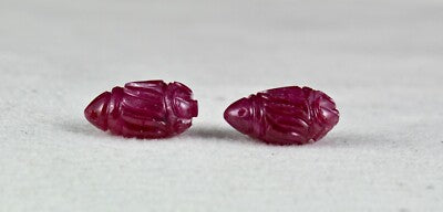 Certified Natural Ruby 20.21 Ct Engraved Drop Pair Loose Gemstone Earrings