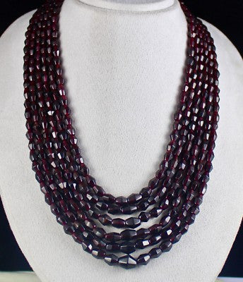Natural Garnet 1412 Ct Red Gemstone Fancy Beads Party Necklace