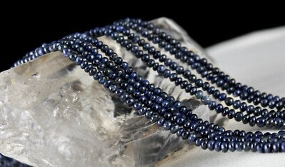 Certified Vintage 380 Ct Natural Blue Sapphire Beads Round Necklace For Women