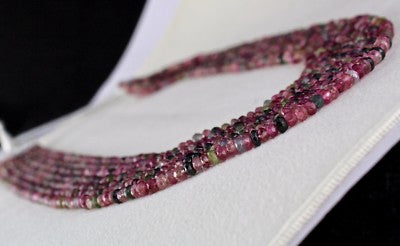 Certified Natural Multi Tourmaline 446 Ct Beads Facetted Necklace 7 Line