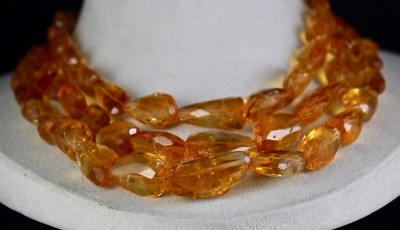 Certified Natural Yellow Citrine Beads Necklace Tumble 3 L 1082 Ct Statement