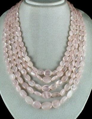Natural Rose Quartz 1134 Ct Beads Cabochon Fashion Necklace For Women