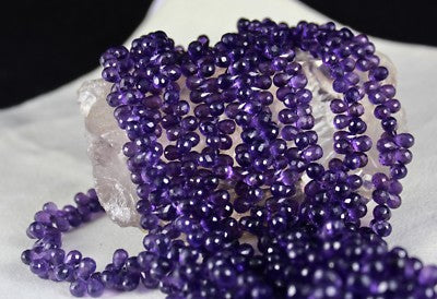 Certified Natural Amethyst 1157 Ct Teardrop Sterling Silver Party Necklace