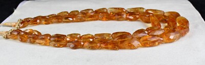 Certified Natural Yellow Citrine 1266 Ct Faceted Golden Necklace Beads Tumble