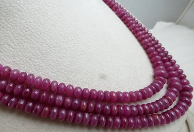 Certified Natural Ruby Round Beads Vintage Necklace 590 Ct Big Gemstone Red